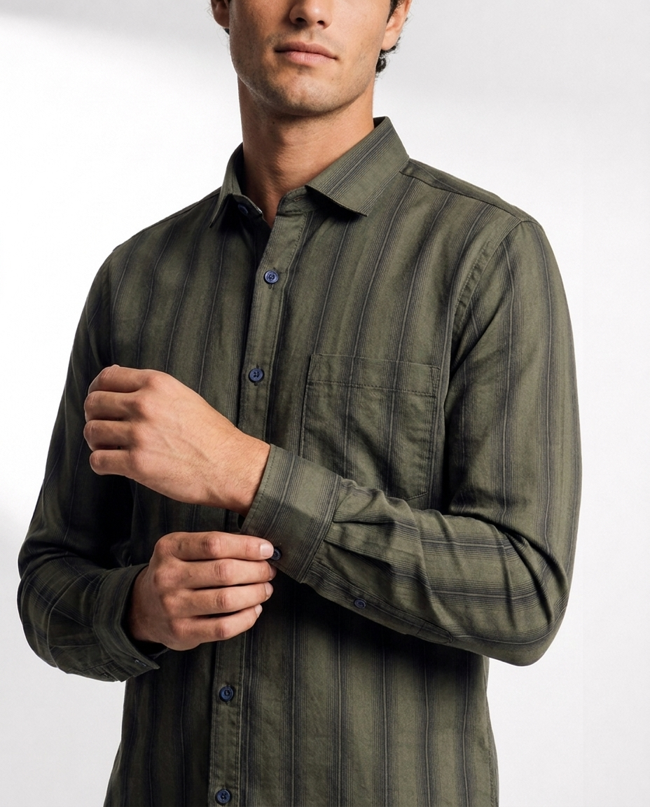 Vertical Shadow Stripe Linen Shirt