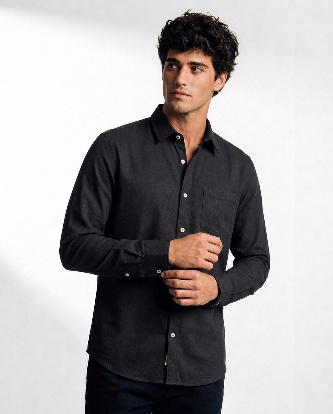 Subtle Jacquard Texture Linen Shirt