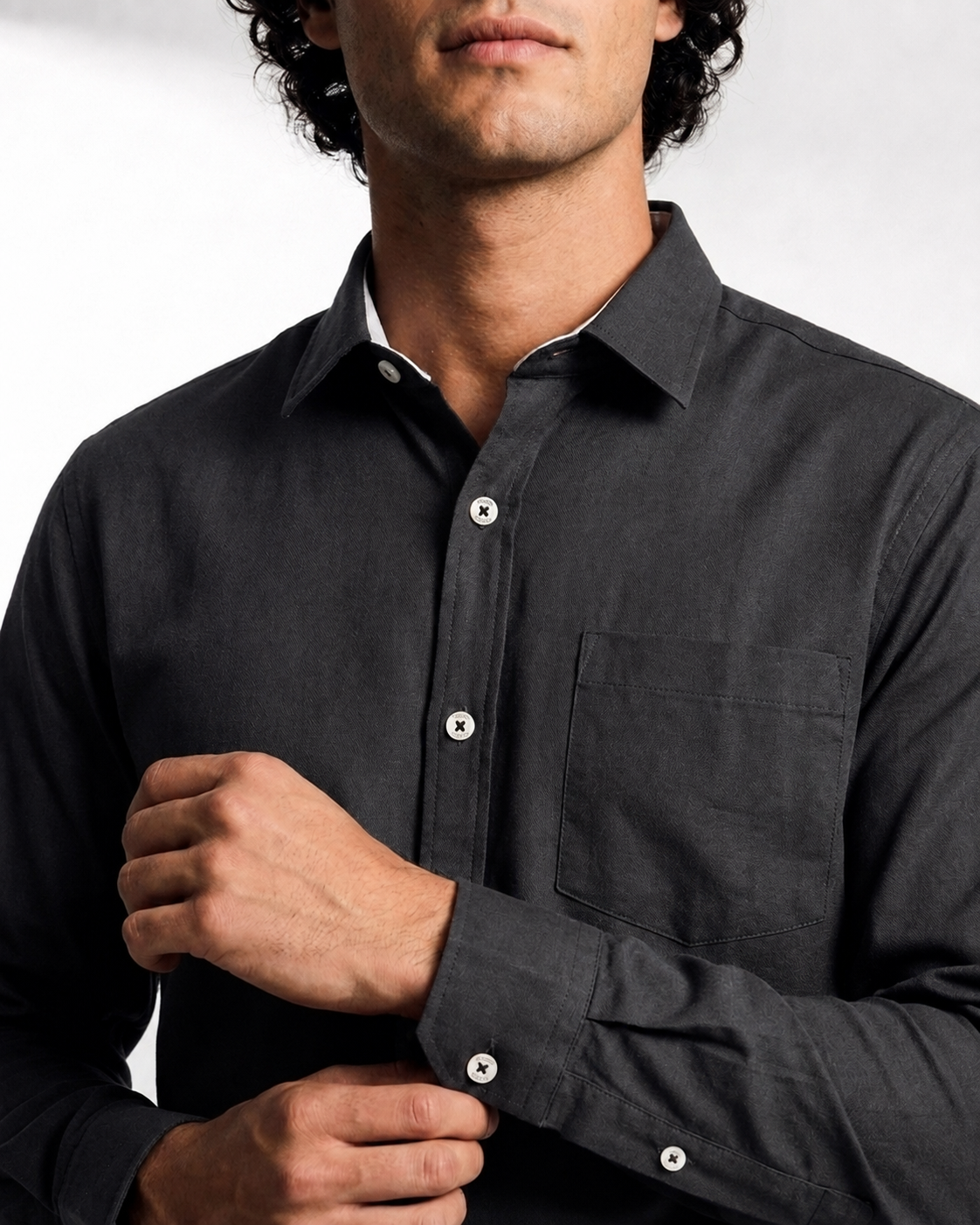 Subtle Jacquard Texture Linen Shirt