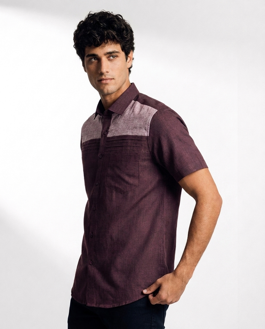 Contrast Yoke Pintuck Shirt