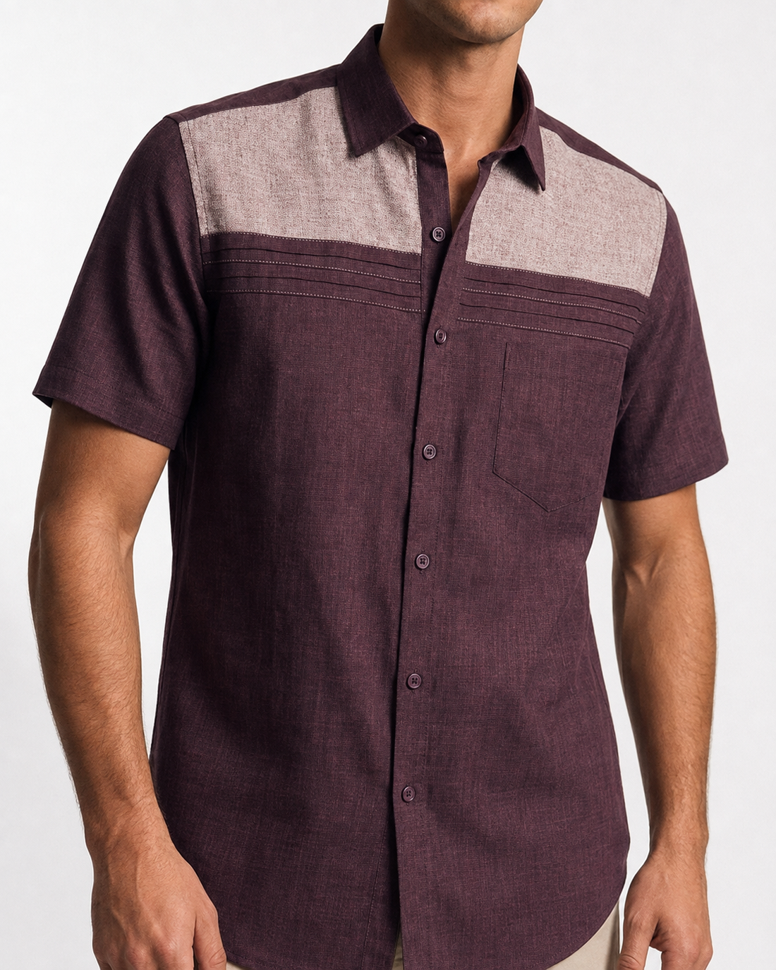 Contrast Yoke Pintuck Shirt