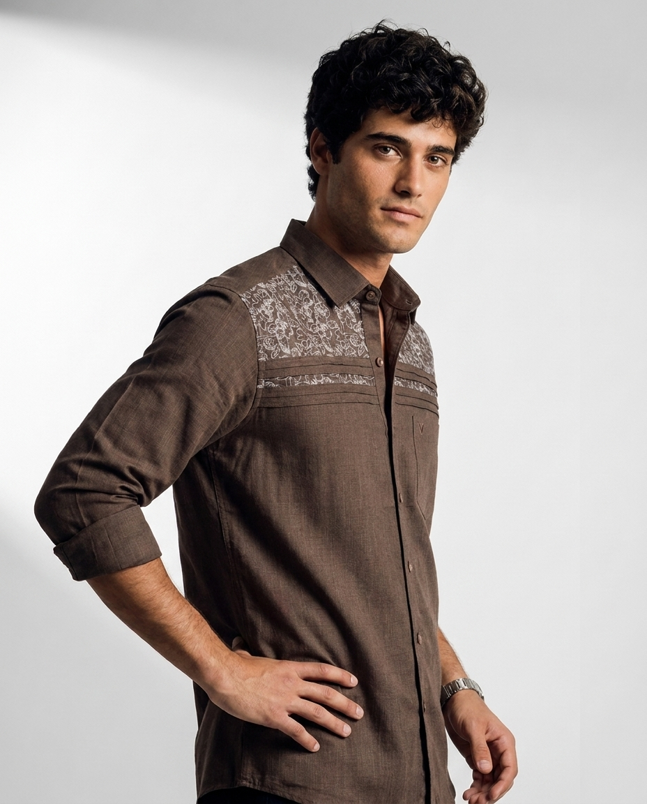 Floral Yoke Pintuck Shirt