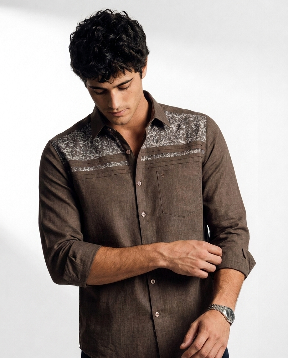 Floral Yoke Pintuck Shirt