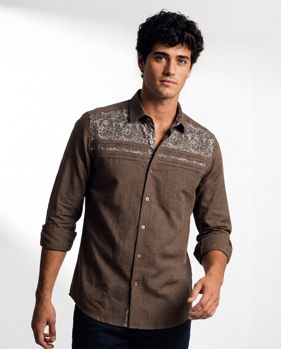 Floral Yoke Pintuck Shirt