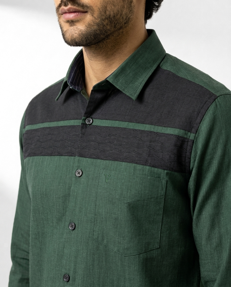 Contrast Wave Panel Shirt