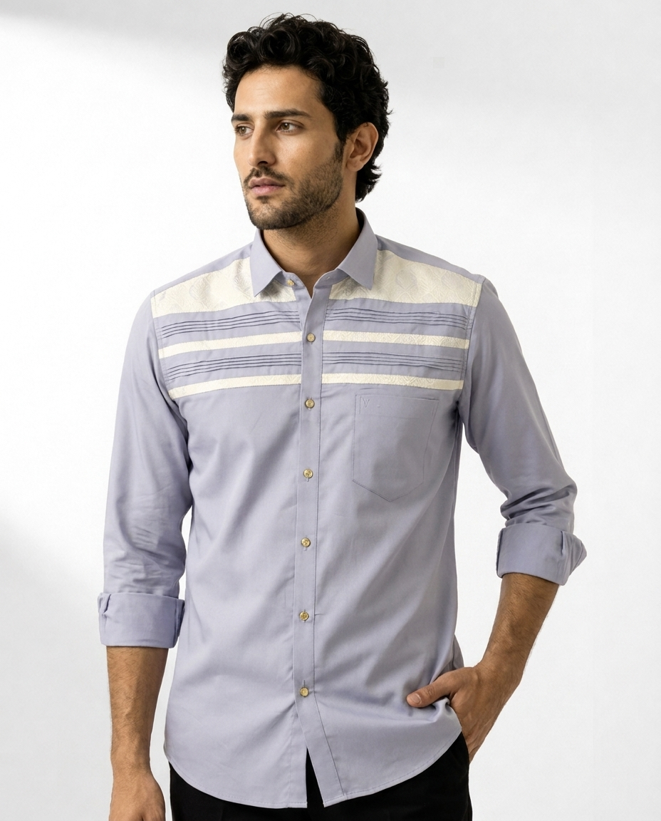 Jacquard Stripe Panel Shirt