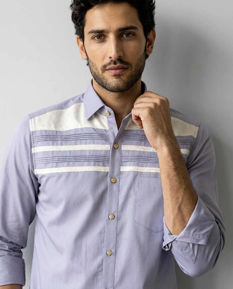 Jacquard Stripe Panel Shirt