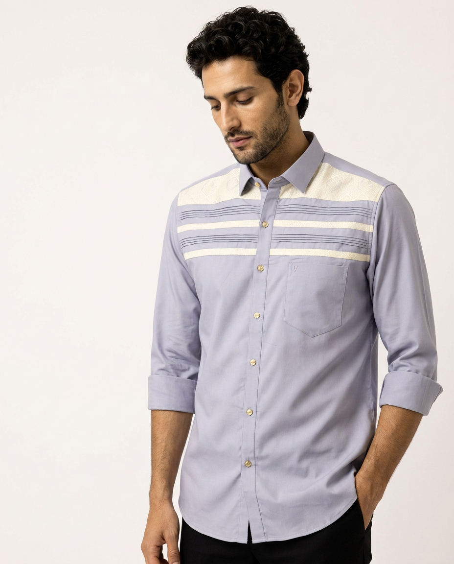 Jacquard Stripe Panel Shirt