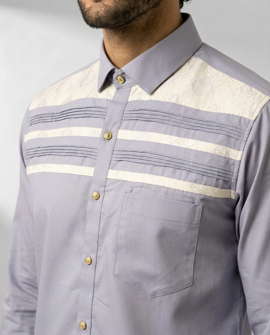 Jacquard Stripe Panel Shirt