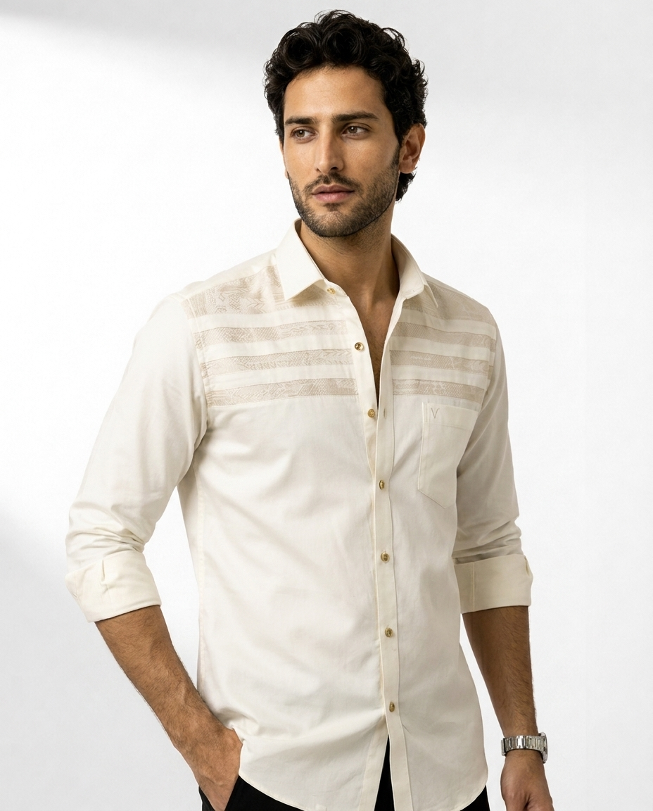 Woven Stripe Yoke Linen Shirt