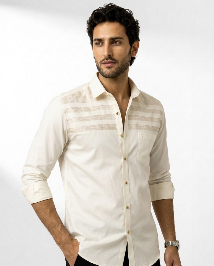 Woven Stripe Yoke Linen Shirt
