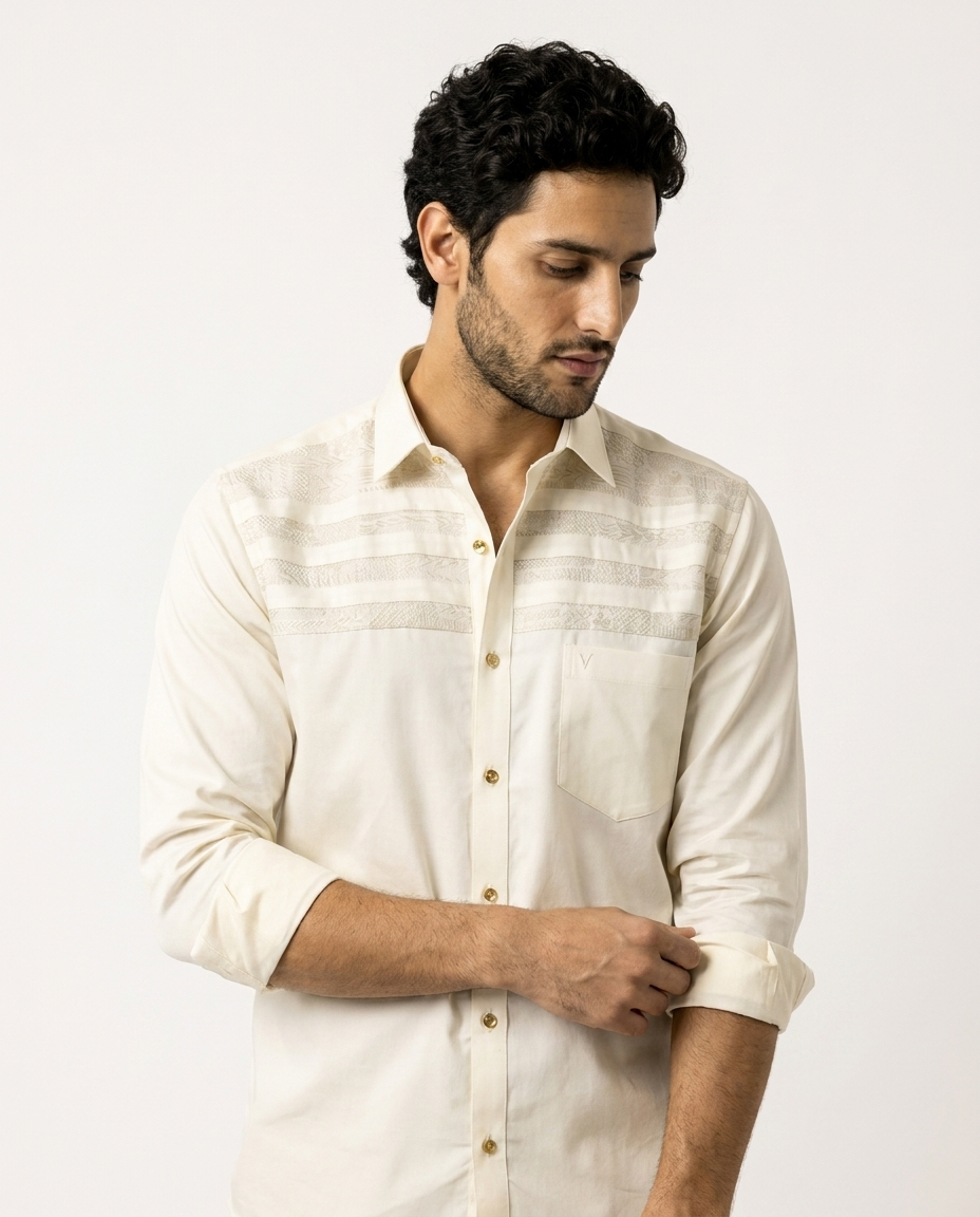 Woven Stripe Yoke Linen Shirt