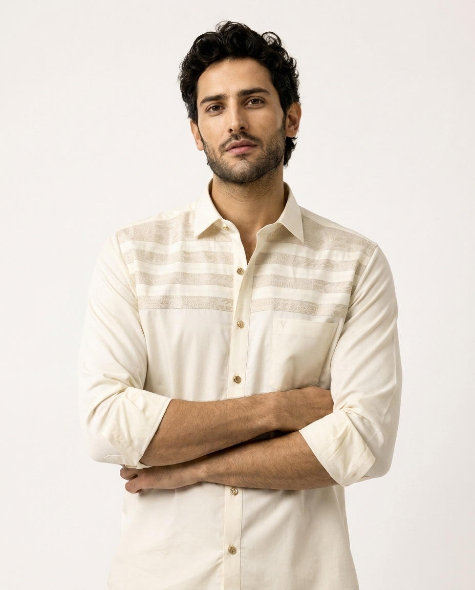 Woven Stripe Yoke Linen Shirt