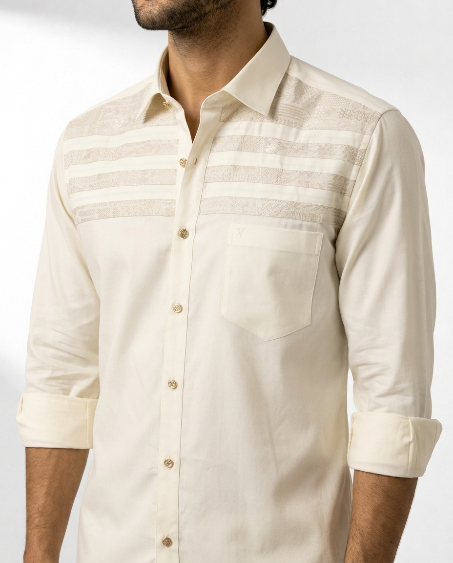 Woven Stripe Yoke Linen Shirt