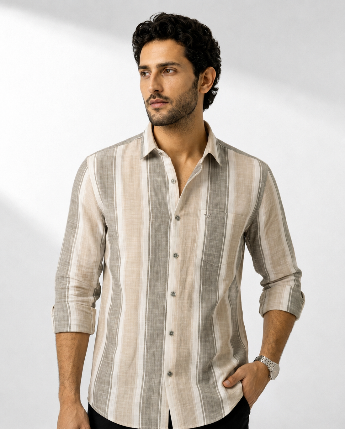 Alternating Vertical Stripe Shirt