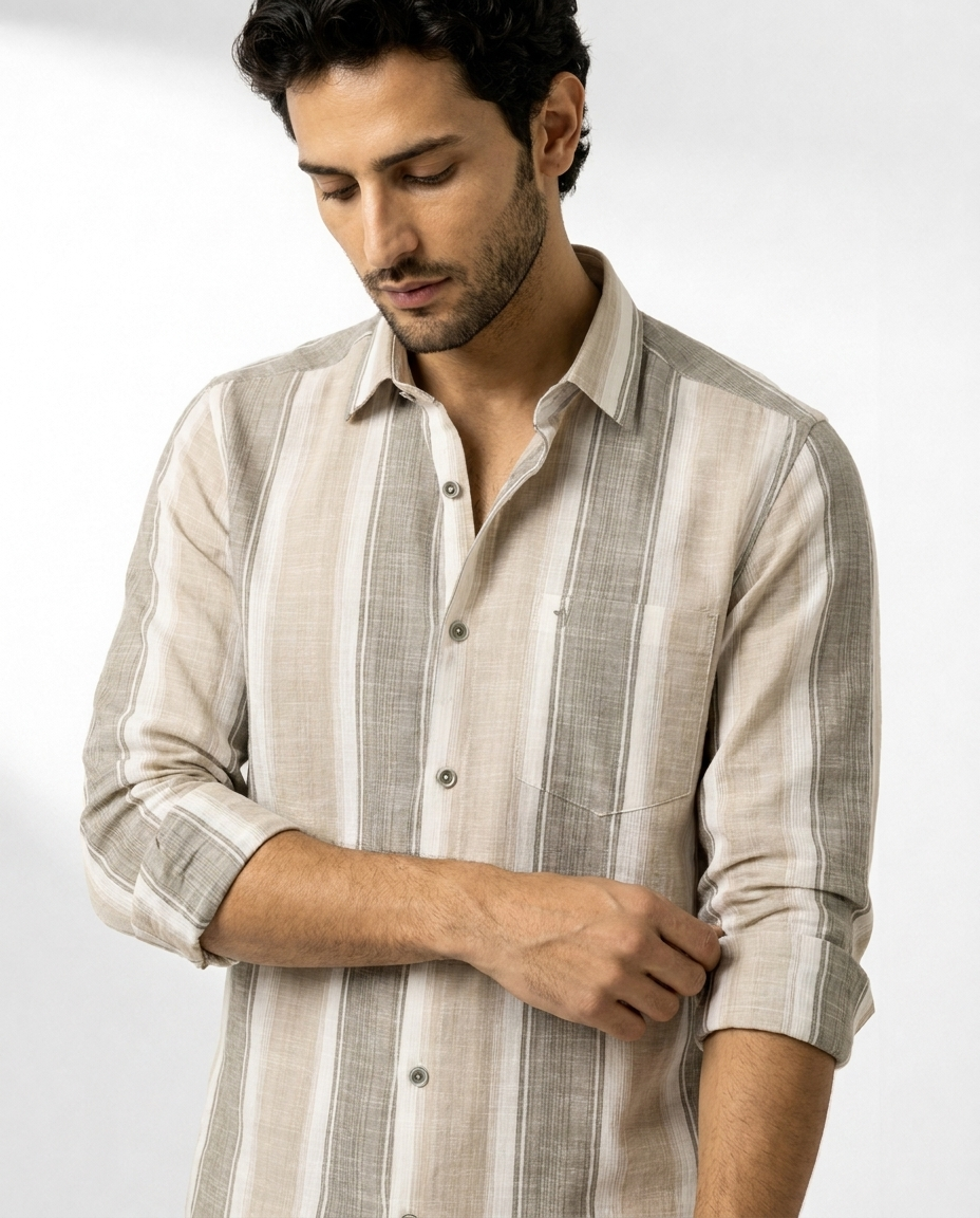 Alternating Vertical Stripe Shirt