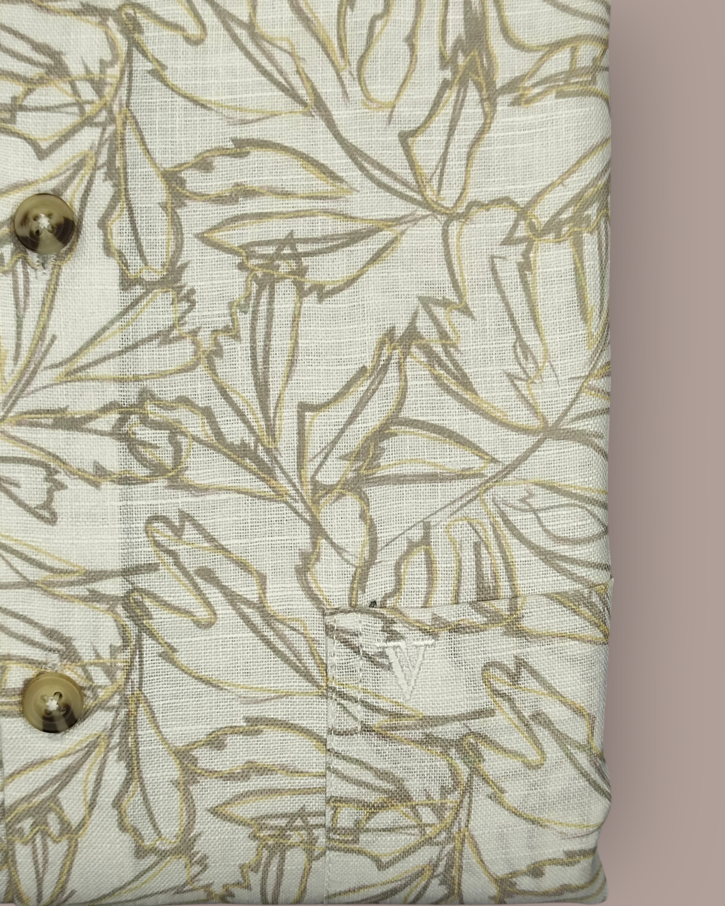 Men's Full Sleeves Off-White Leaf Printed Shirt