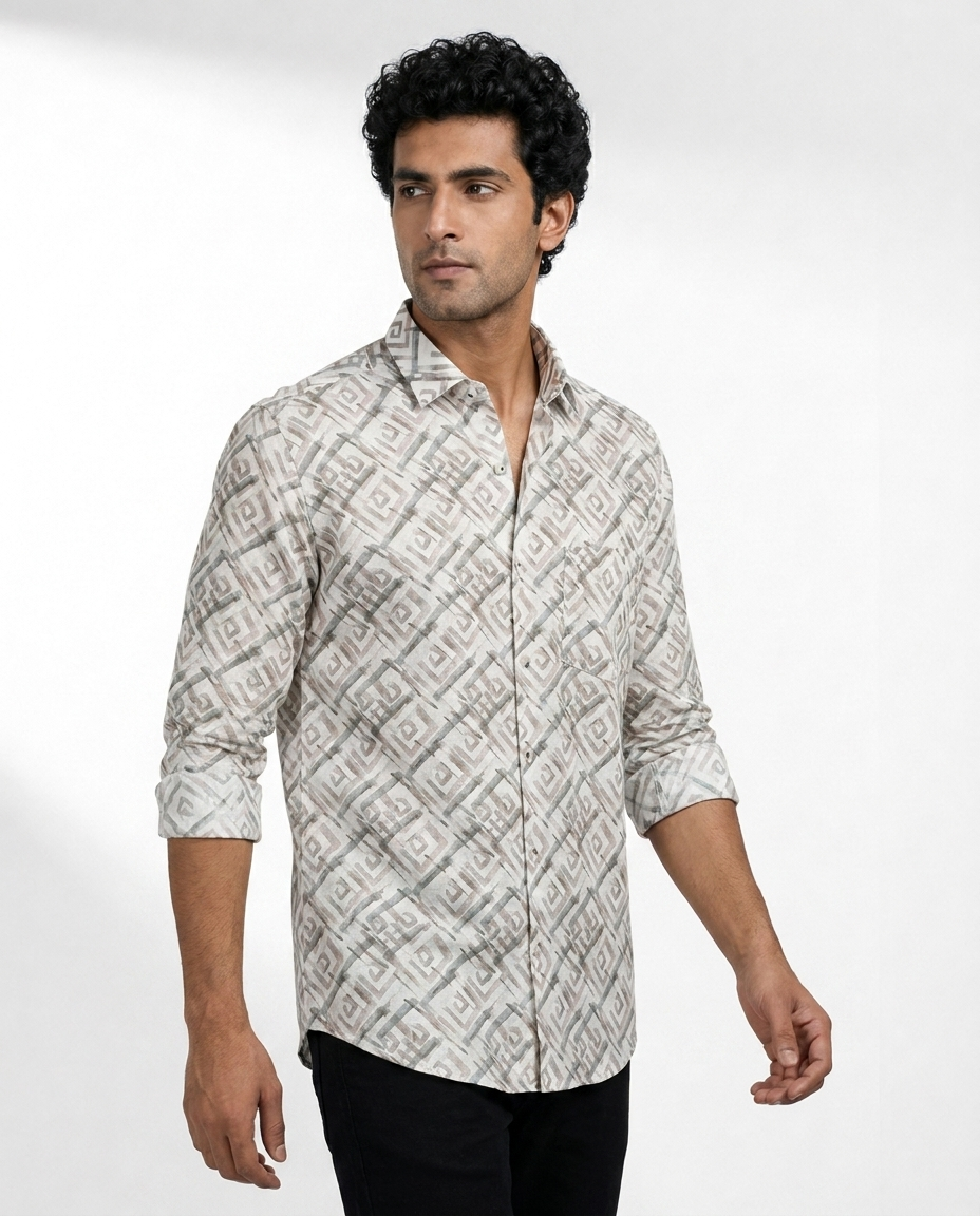 Diagonal Maze Print Shirt