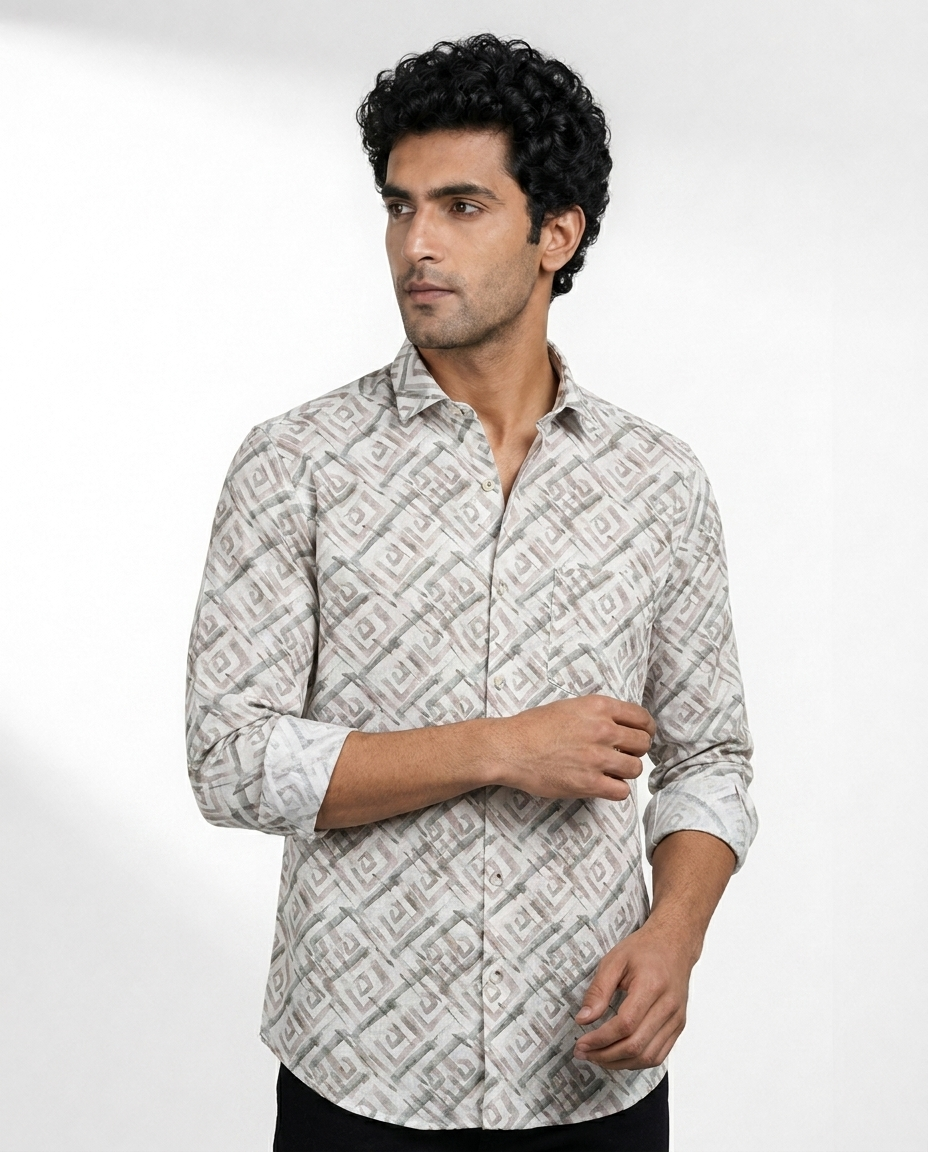 Diagonal Maze Print Shirt