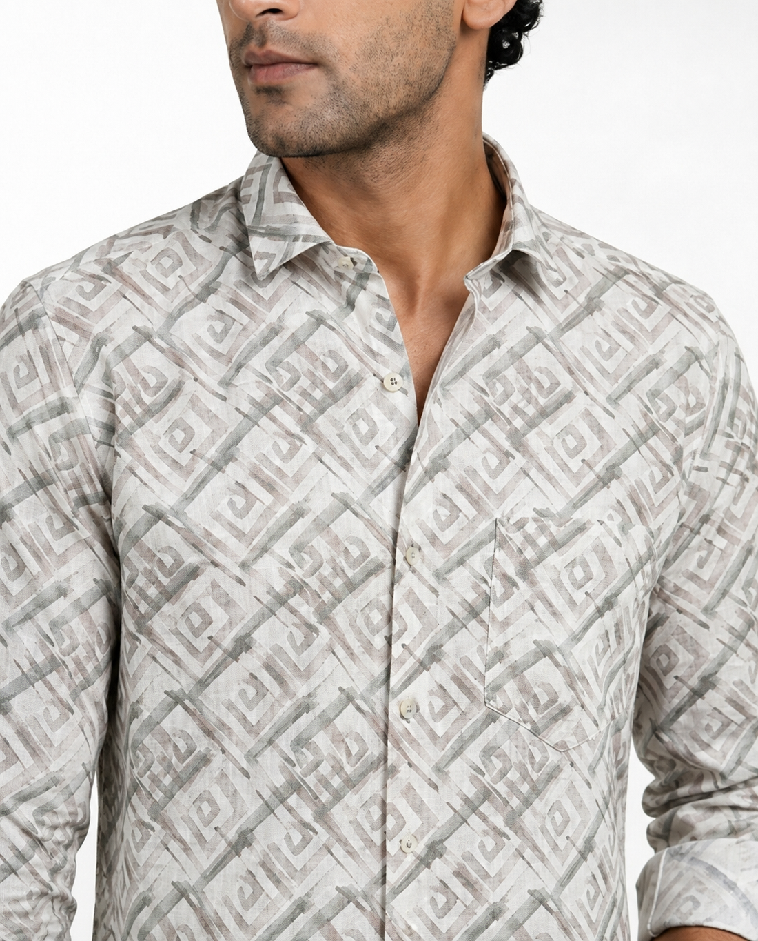 Diagonal Maze Print Shirt