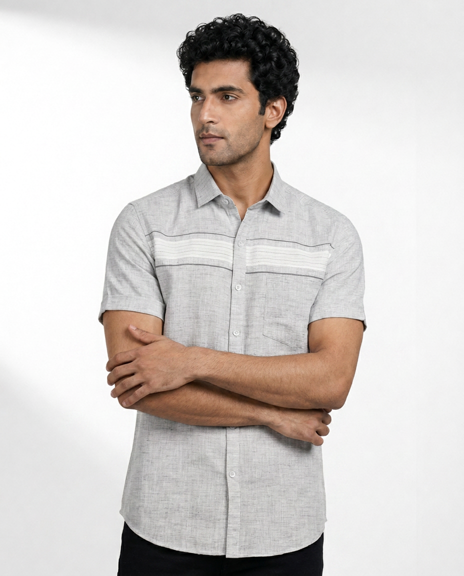 Layered Stripe Chest Panel Shirt