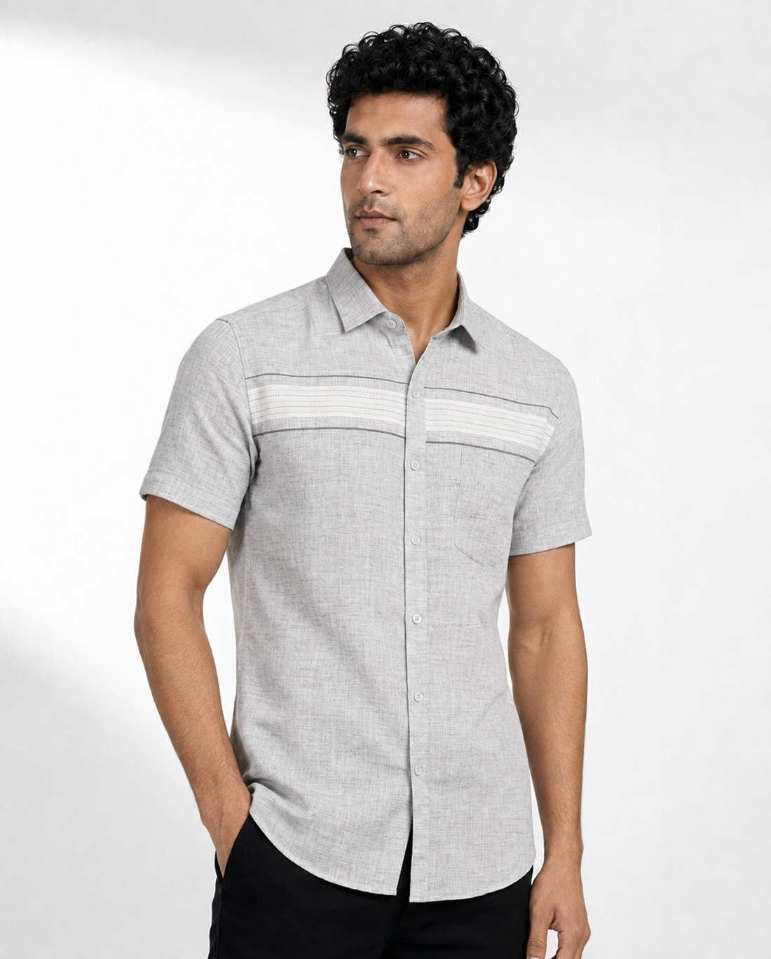 Layered Stripe Chest Panel Shirt
