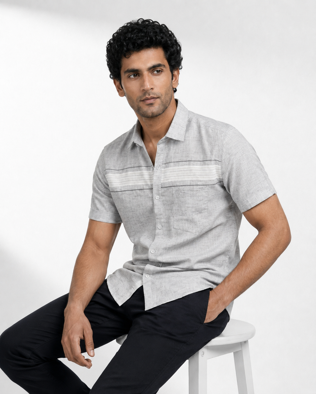 Layered Stripe Chest Panel Shirt