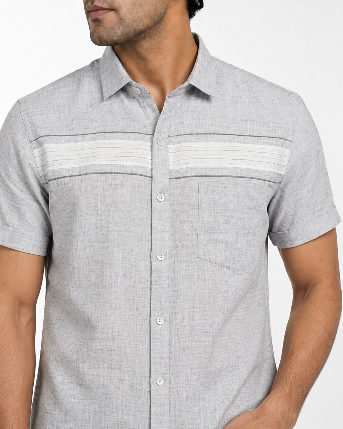 Layered Stripe Chest Panel Shirt