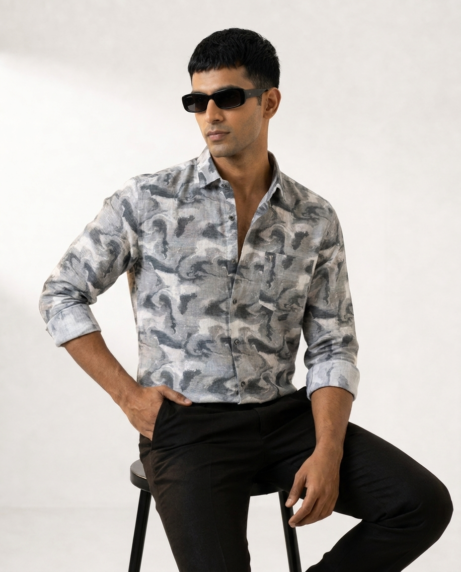 Fluid Abstract Print Shirt