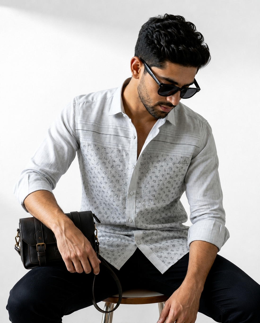 Micro Floral Panel Shirt