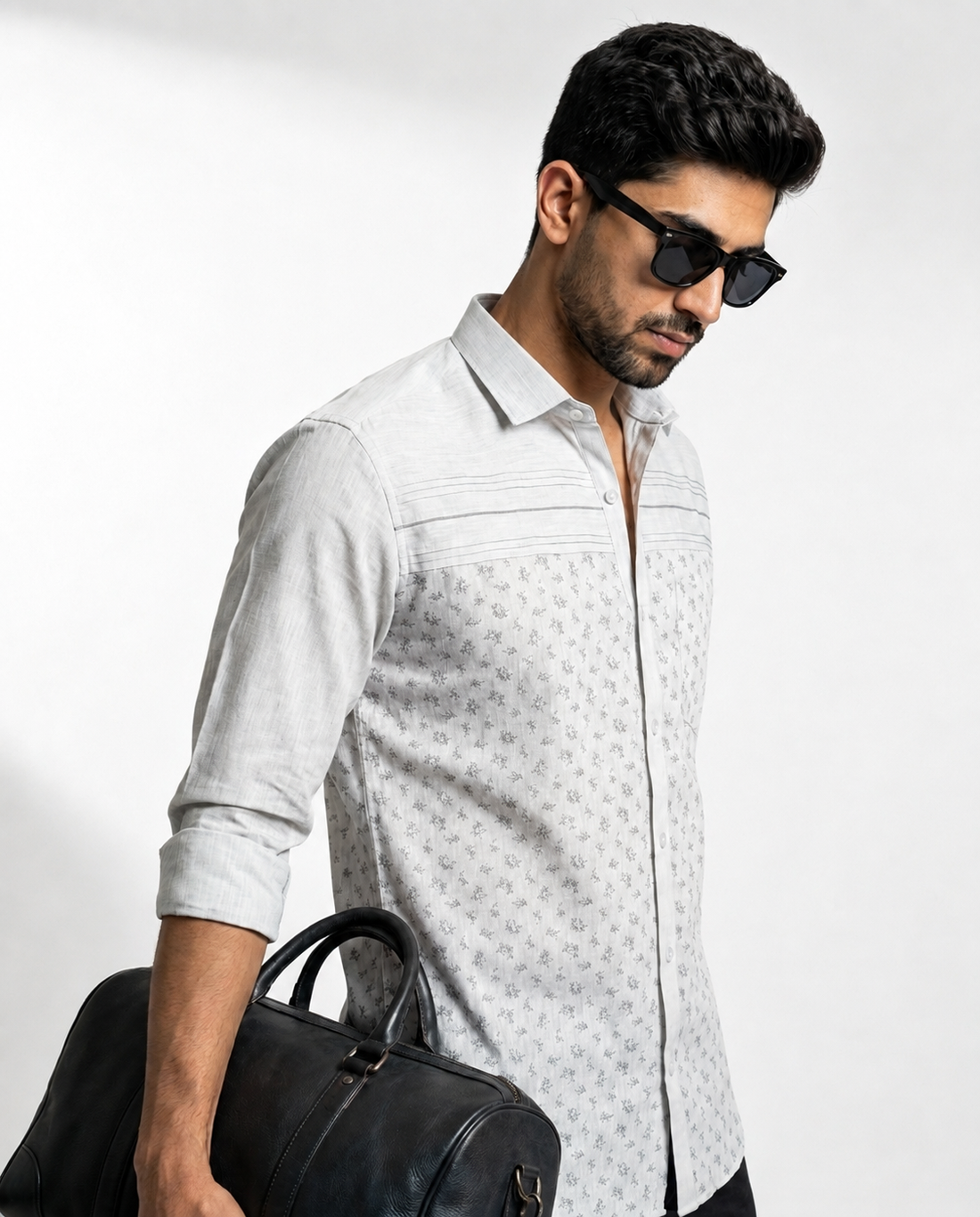Micro Floral Panel Shirt