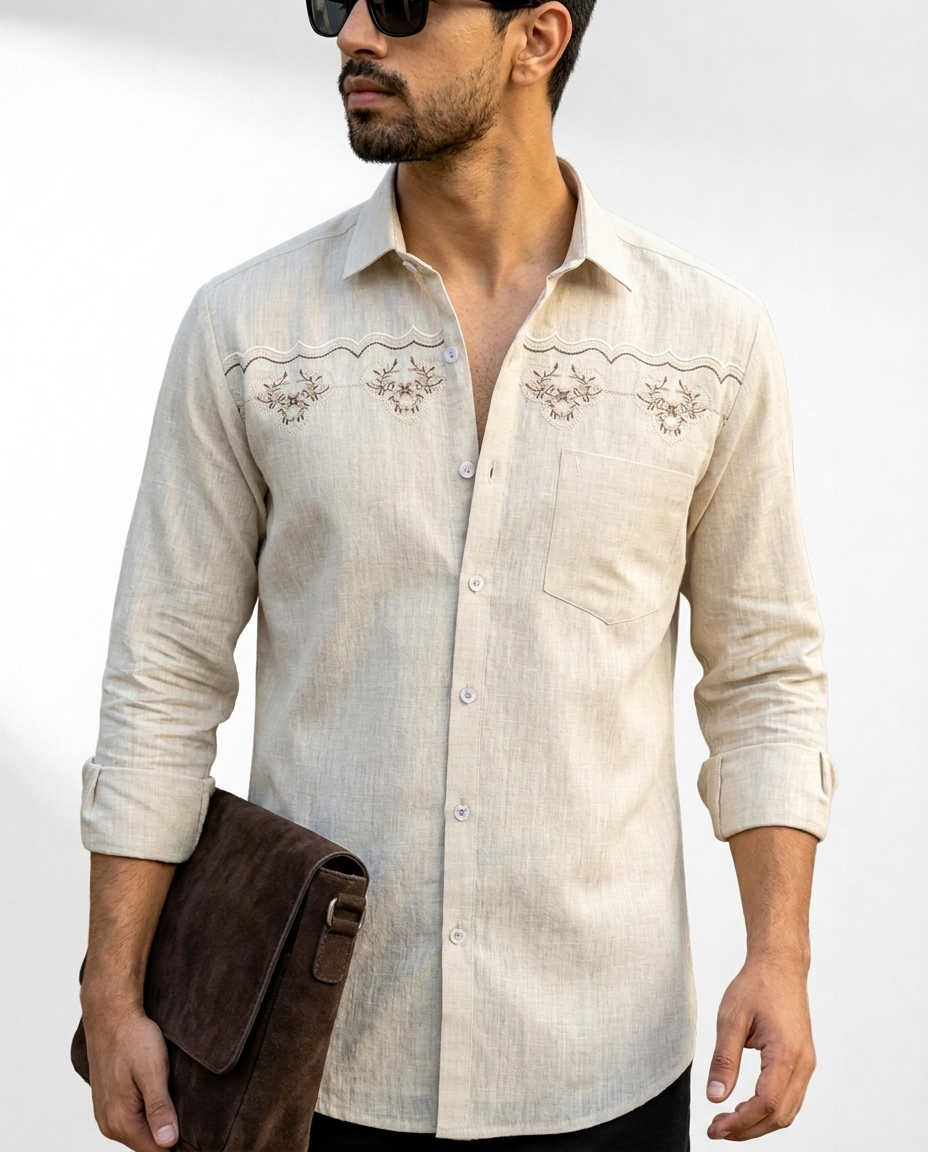 Scallop Floral Embroidery Shirt