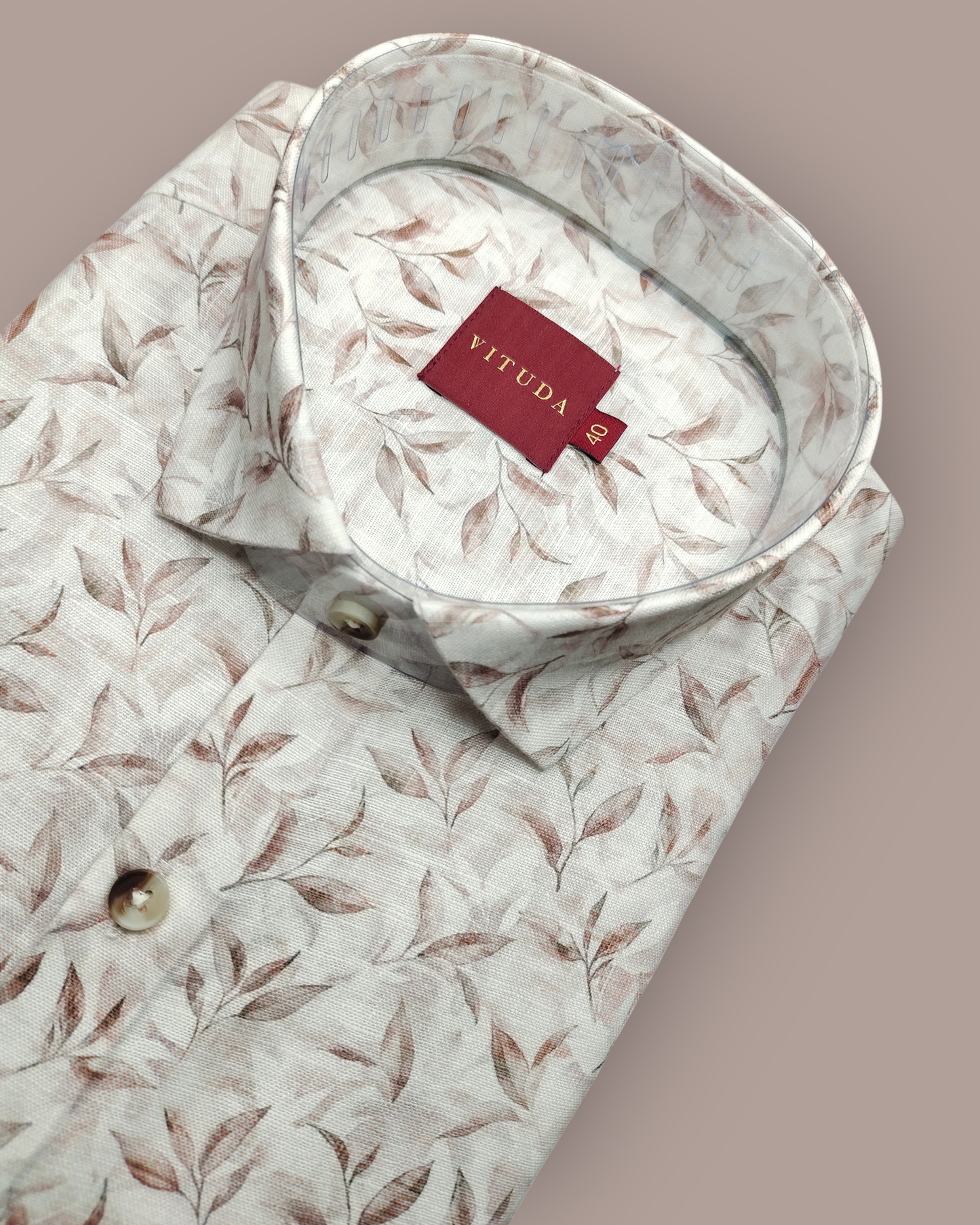 Men’s Half Sleeves Premium Soft Leaf-Print Cotton Shirt