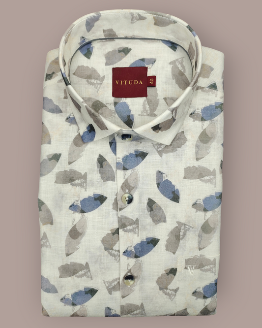 Men’s Half Sleeves Premium Abstract Leaf-Pattern Cotton Shirt