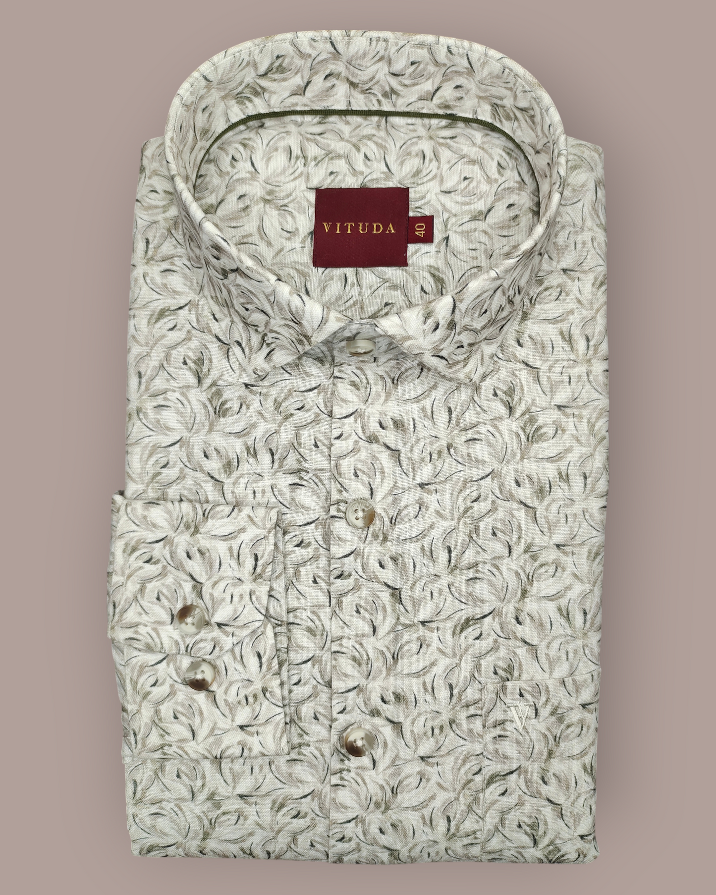 Men’s Full Sleeves Premium Textured Leaf-Swirl Printed Cotton Shirt