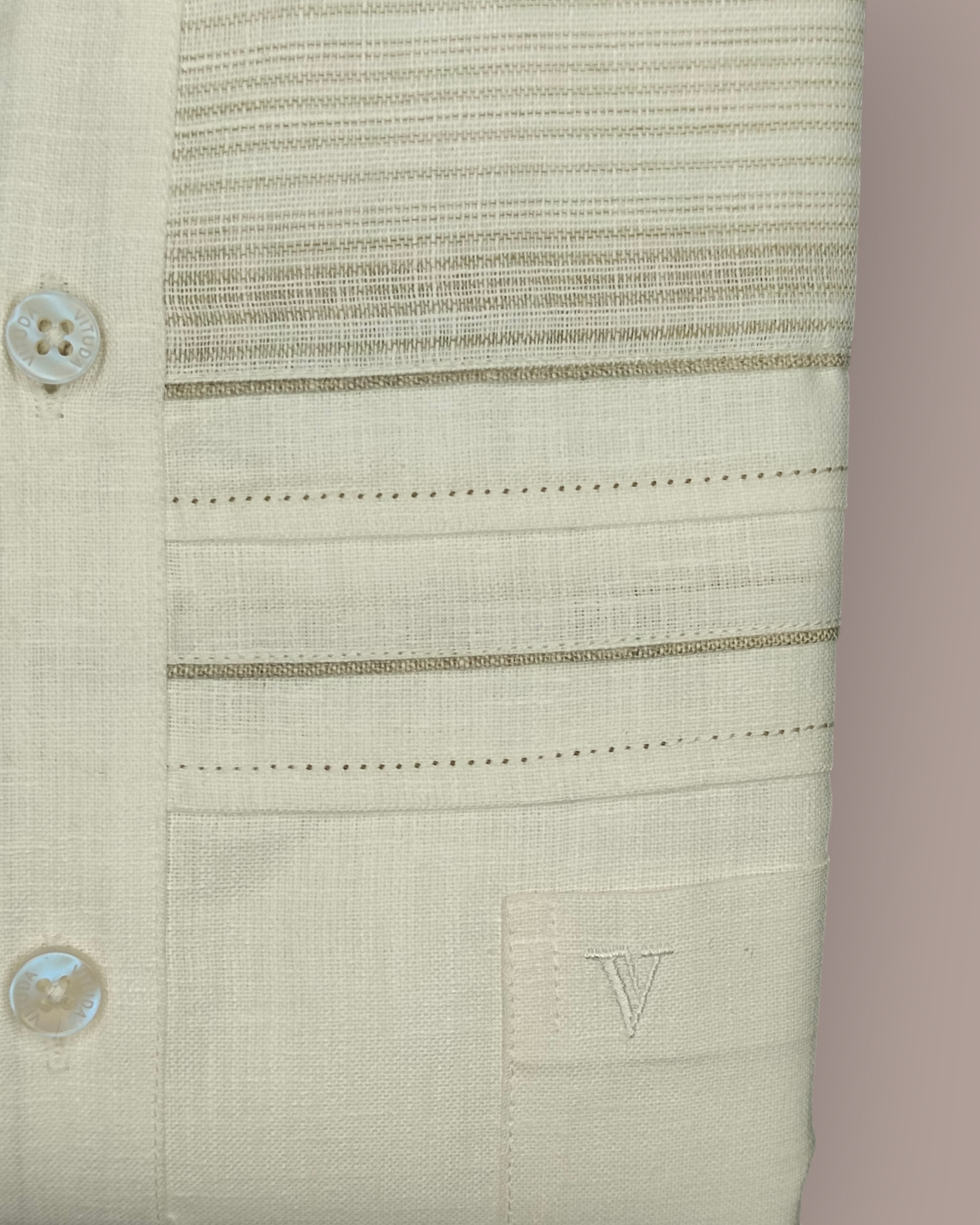 Men’s Full Sleeves Ivory Textured Shirt - Minimal Woven Stripe Detailing