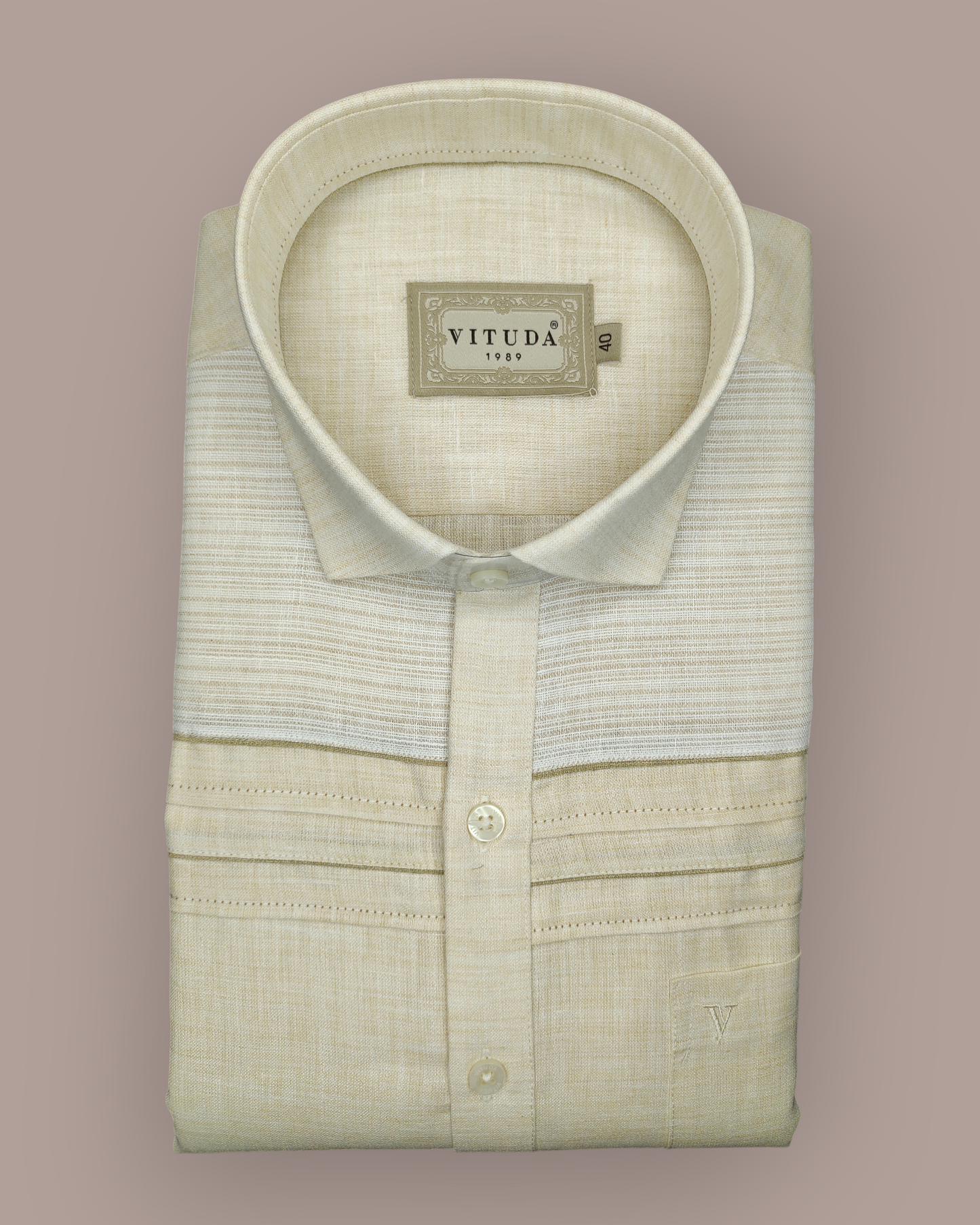 Men's Beige Textured Cotton Blend Half Sleeves Shirt – Casual & Party Wear