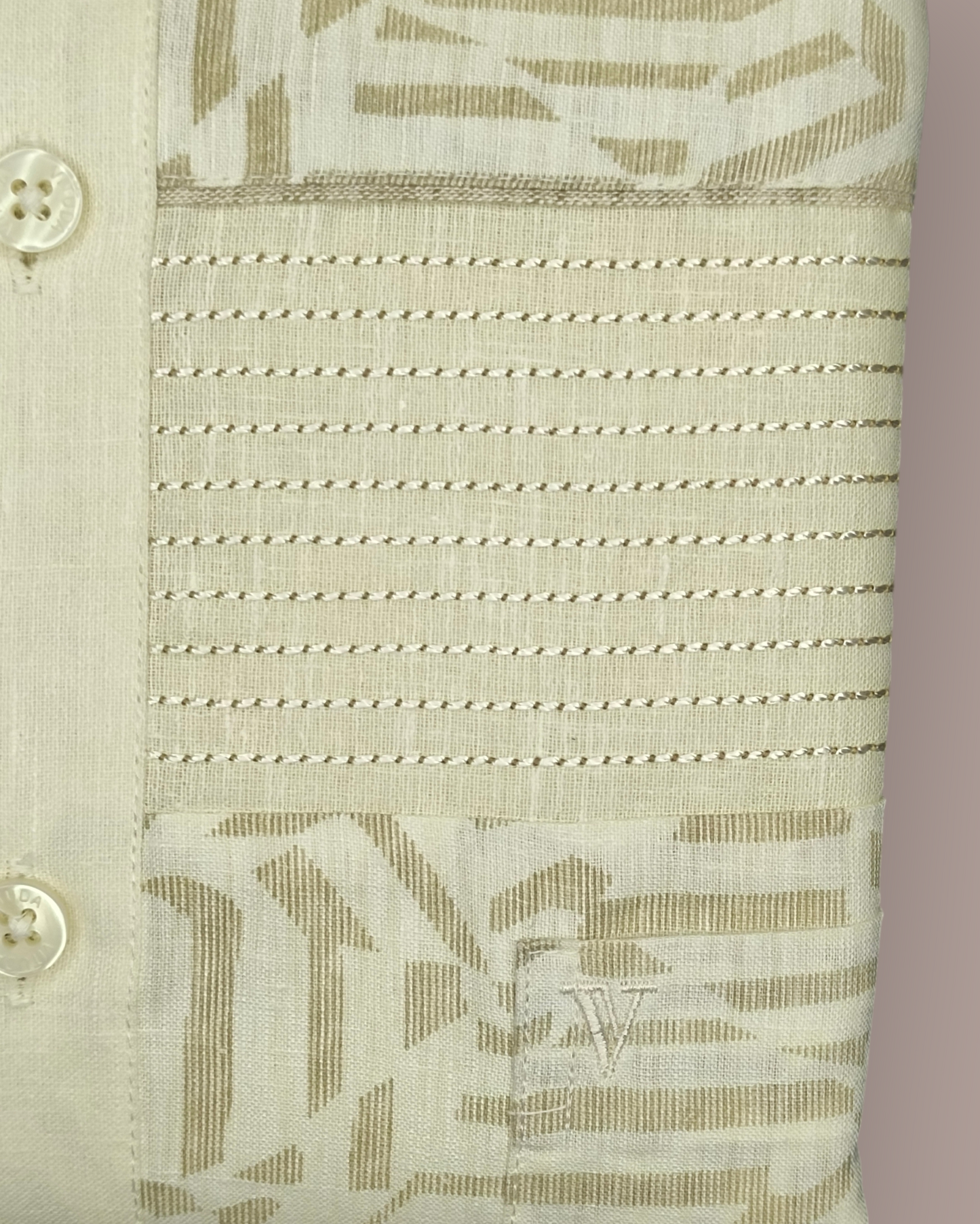 Men's Half Sleeves Ivory Jacquard Shirt with Geometric Detailing