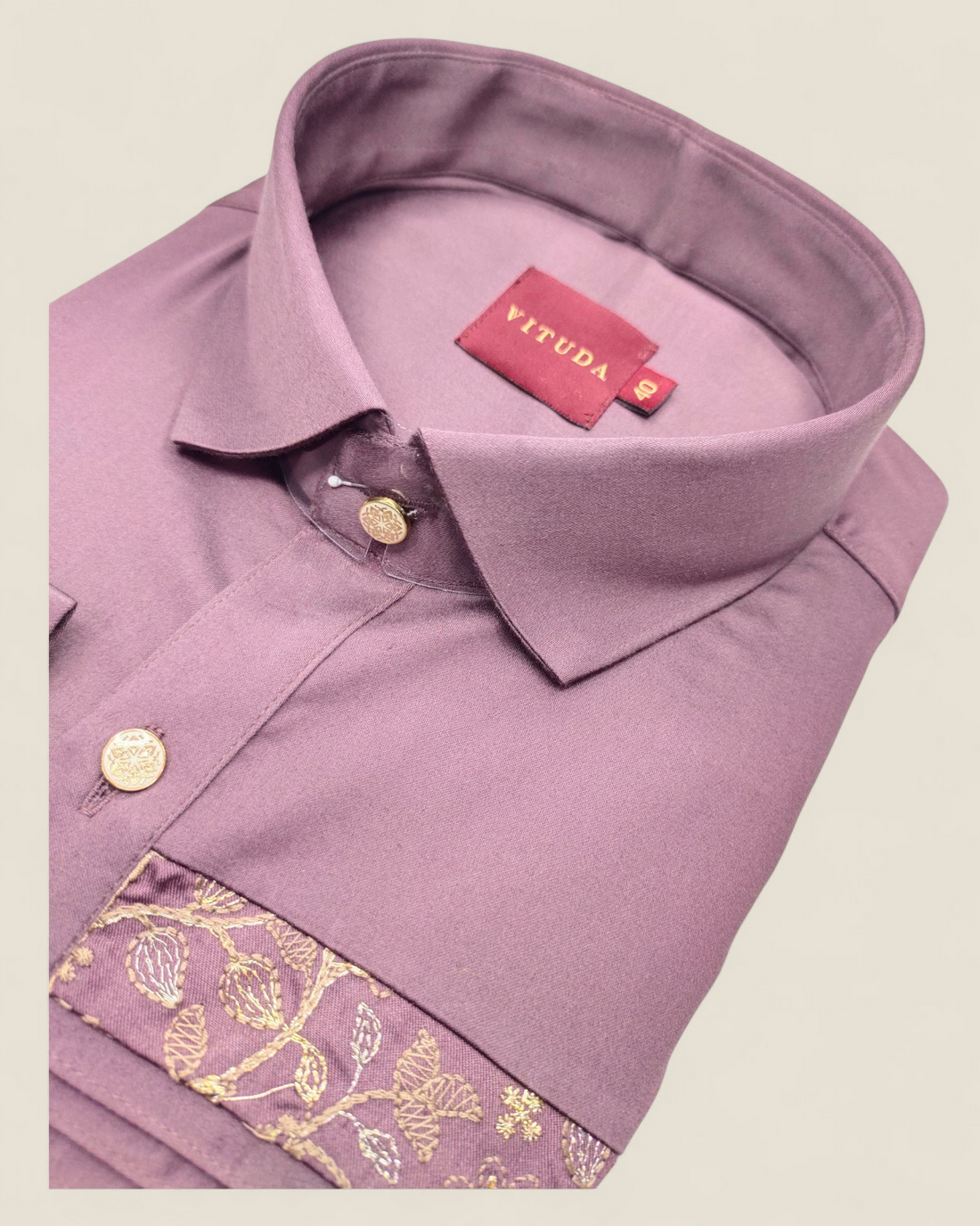 Men's Maroon Designer Full Sleeves Shirt with Floral Jacquard Panels