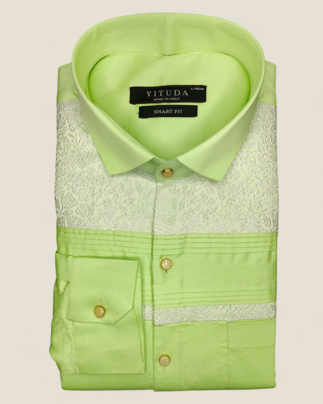 Men's Light Green Full Sleeves Party Wear Shirt