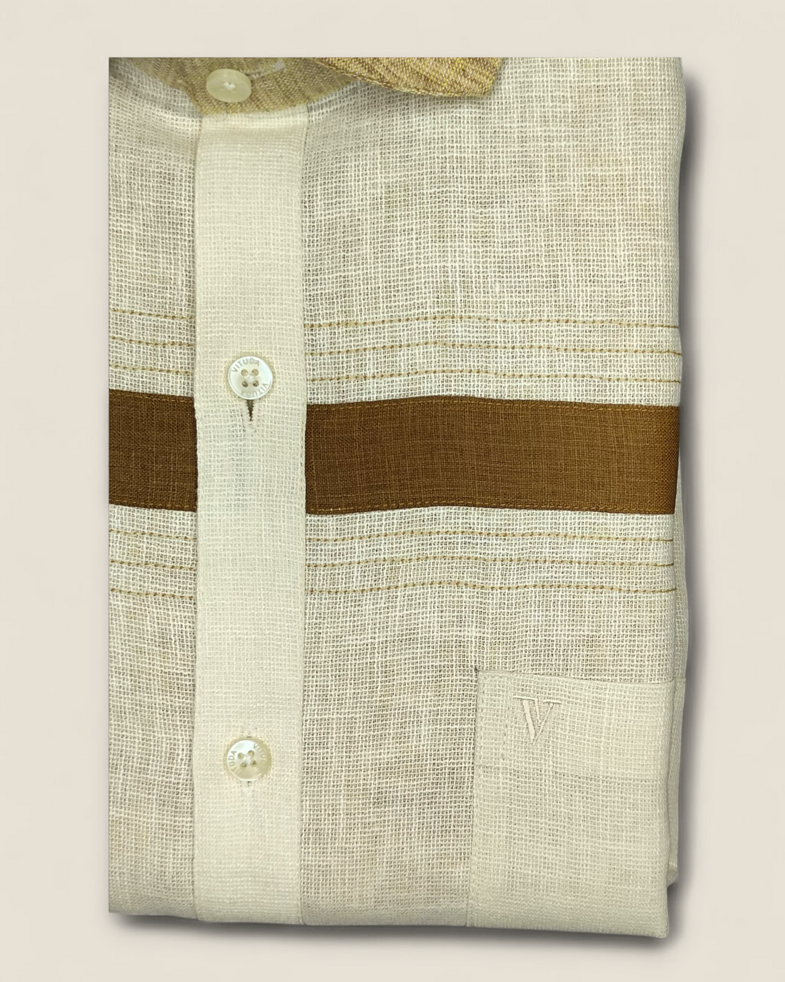 Men’s Off-White Smart Fit Half Sleeves Shirt with Contrast Stripe Detailing