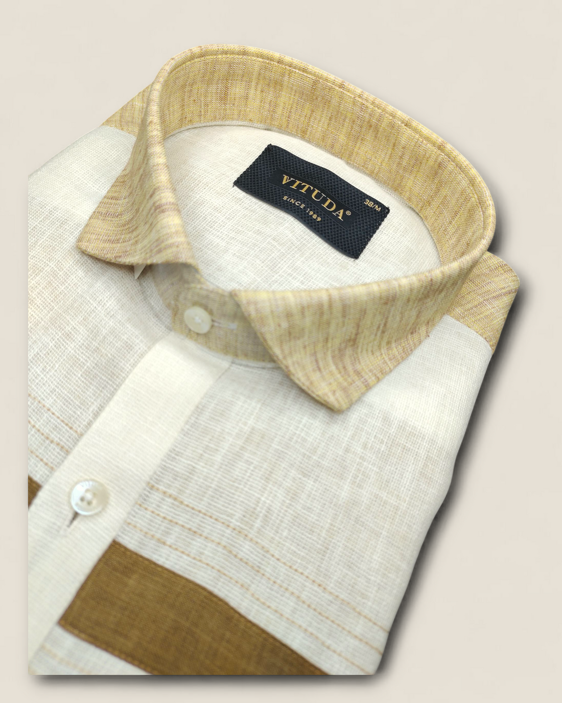 Men’s Off-White Smart Fit Half Sleeves Shirt with Contrast Stripe Detailing