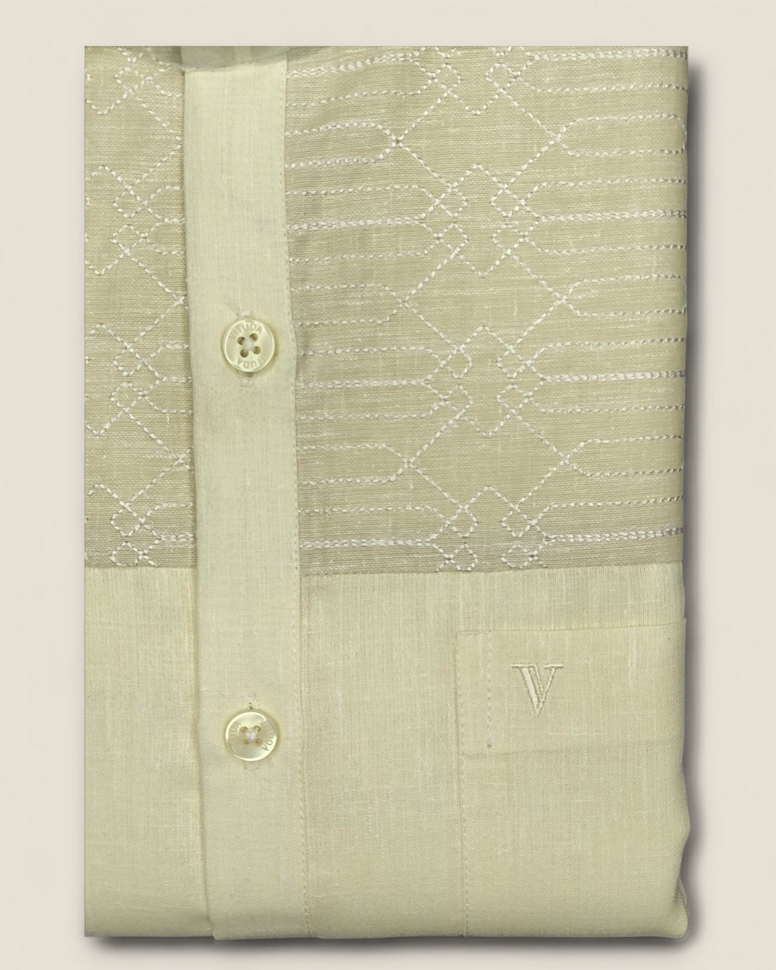 Men’s Ivory Smart Fit Half Sleeves Shirt with Elegant Textured Panel