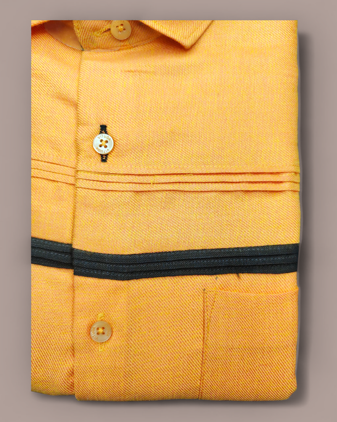 Men’s Mustard Yellow Half Sleeves Shirt with Bold Black Panel Detail