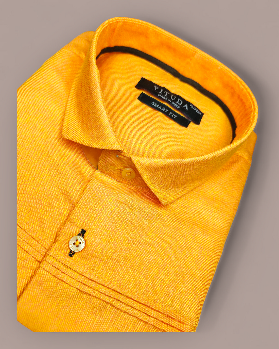 Men’s Mustard Yellow Half Sleeves Shirt with Bold Black Panel Detail
