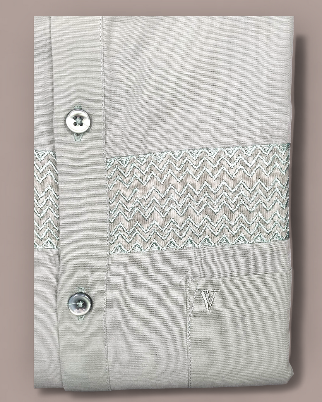 Men’s Light Grey Smart Fit Half Sleeves Shirt with Textured Panel