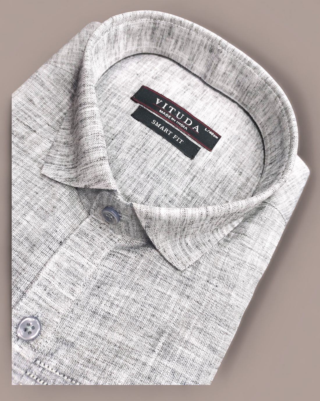 Men’s Half Sleeves Grey Textured Party Wear Shirt - Contrast Weave Panel & Fine Detailing