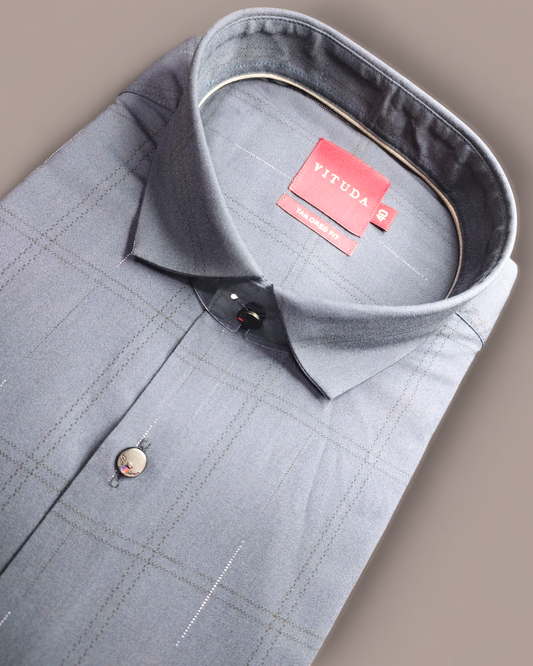 Men’s Grey Checkered Half Sleeve Shirt
