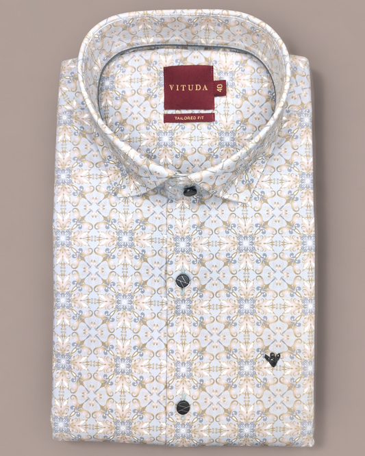 Men’s Floral Mandala Printed Half Sleeve Shirt