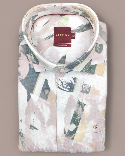 Men’s Pink Abstract Printed Half Sleeve Shirt